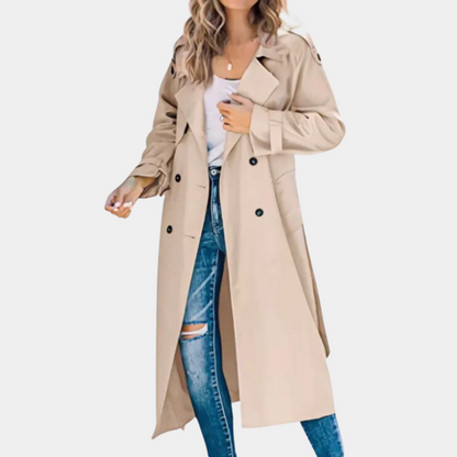 Dames Trenchcoat Waterdicht Leren Stijl