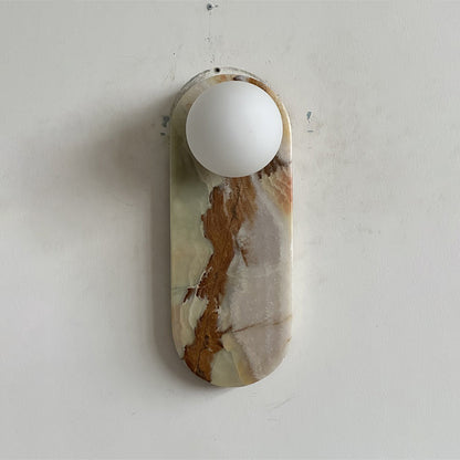 Luxe Wandlamp van Jade of Marmer met Glazen Kap – Mid Century Design Verlichting voor Slaapkamer en Hal