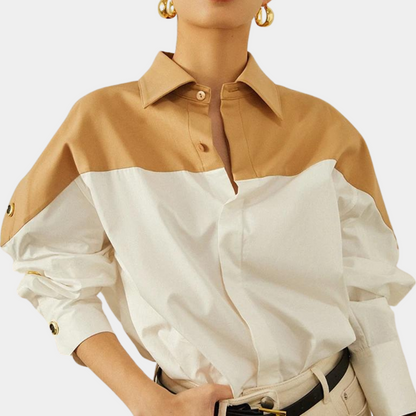 Dames Blouse met Geometrische Patronen en Kleurblokken - StudioMarella