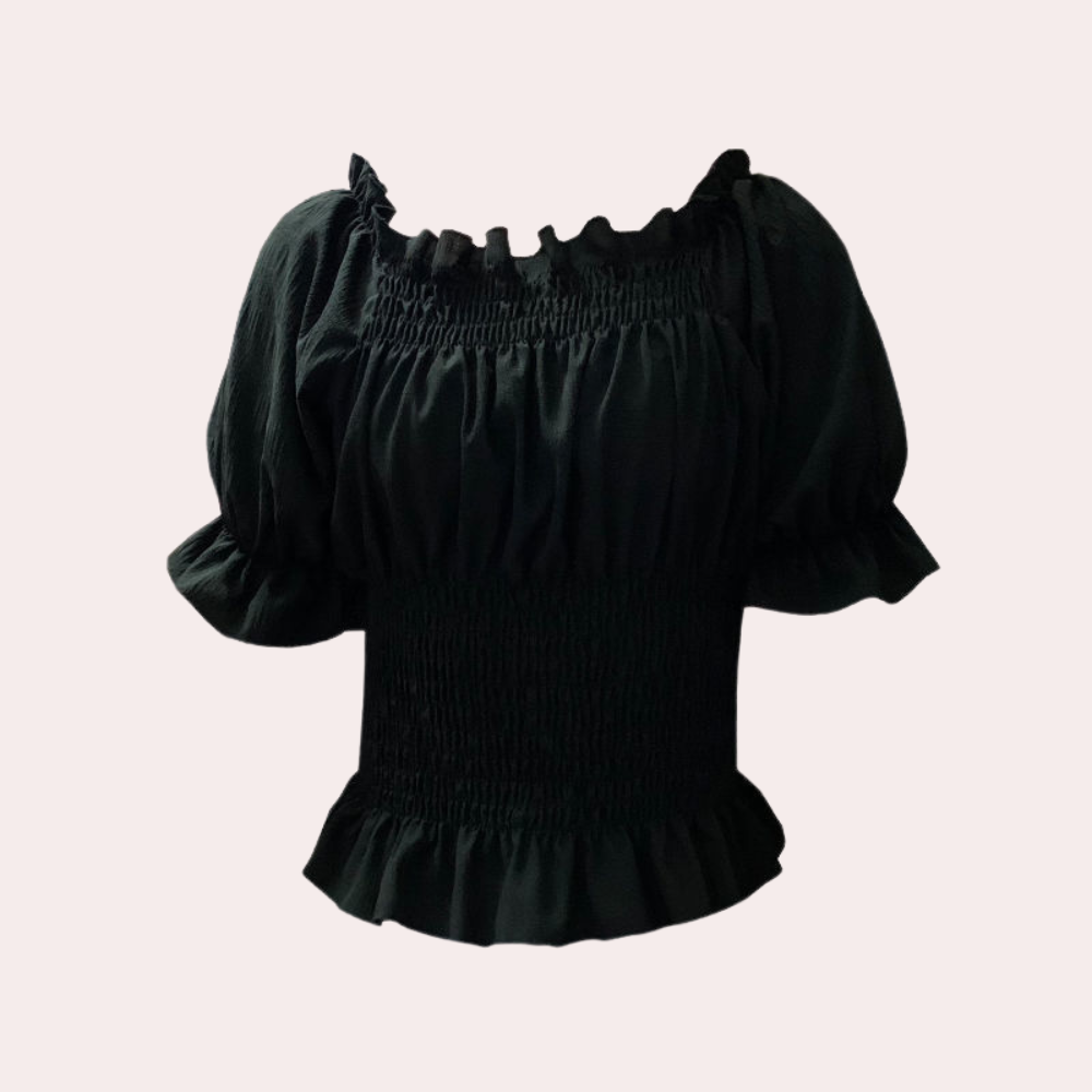 Dames Top Off-Shoulder met Ruffles en Bloem Patronen