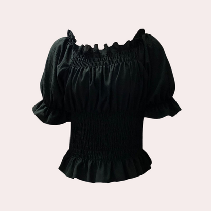 Dames Top Off-Shoulder met Ruffles en Bloem Patronen