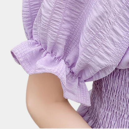 Dames Top Off-Shoulder met Ruffles en Bloem Patronen