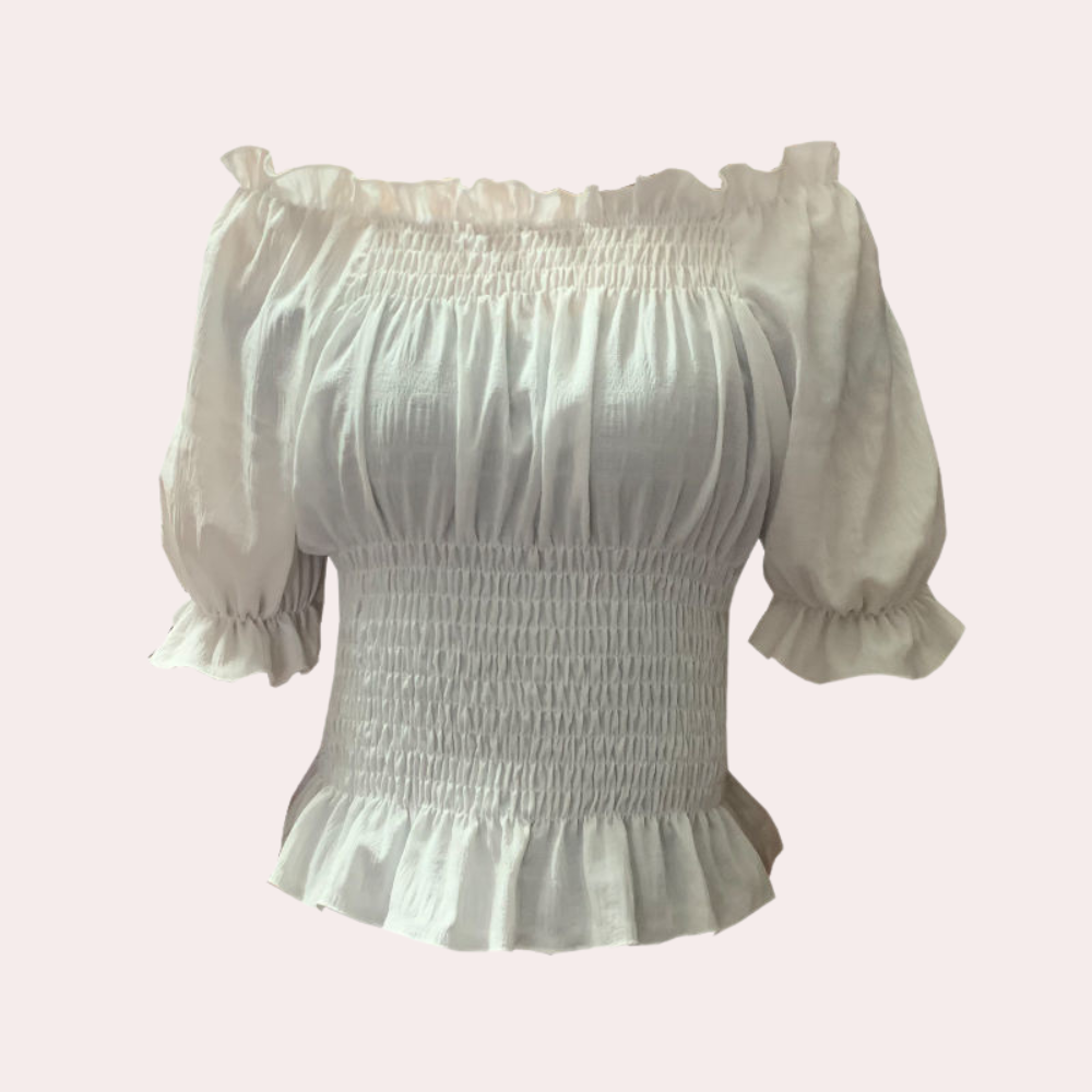 Dames Top Off-Shoulder met Ruffles en Bloem Patronen