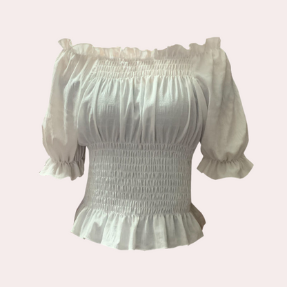 Dames Top Off-Shoulder met Ruffles en Bloem Patronen