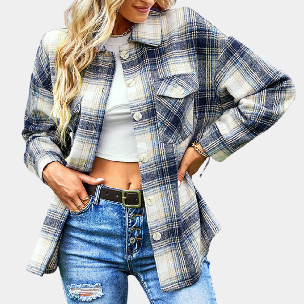 Dames Oversized Jack Warm Geruit Stijlvolle Jas