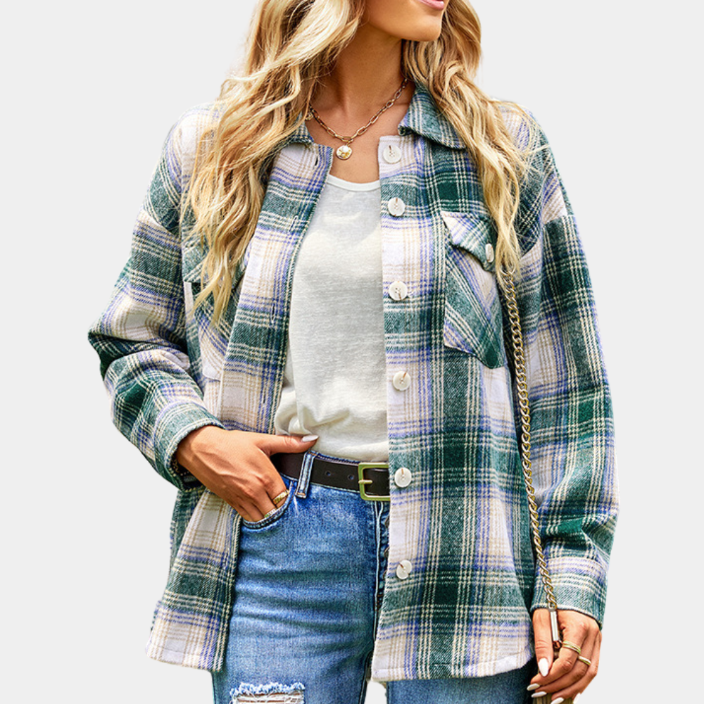 Dames Oversized Jack Warm Geruit Stijlvolle Jas