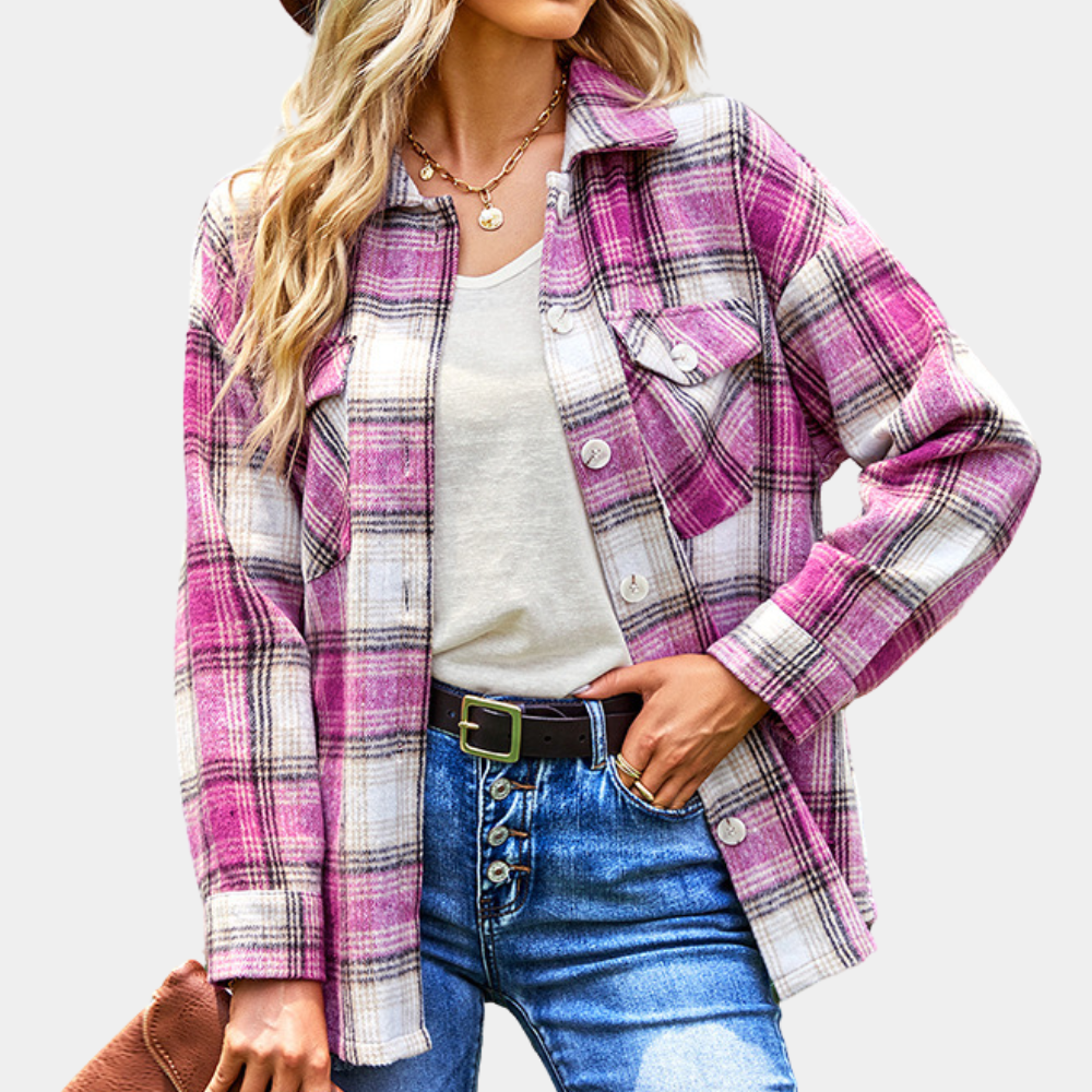 Dames Oversized Jack Warm Geruit Stijlvolle Jas