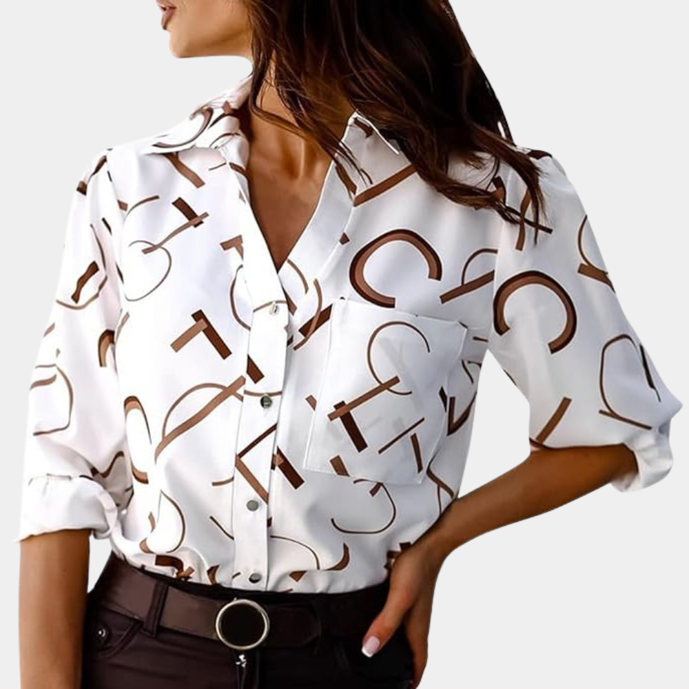 Dames Blouse Korte Mouwen met Leuke Grafische Print - StudioMarella