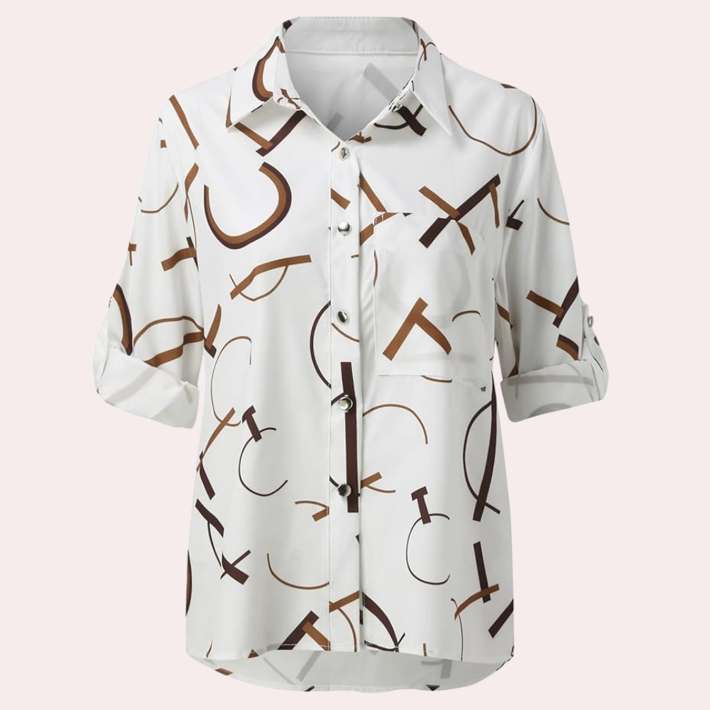 Dames Blouse Korte Mouwen met Leuke Grafische Print