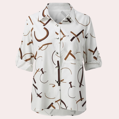 Dames Blouse Korte Mouwen met Leuke Grafische Print