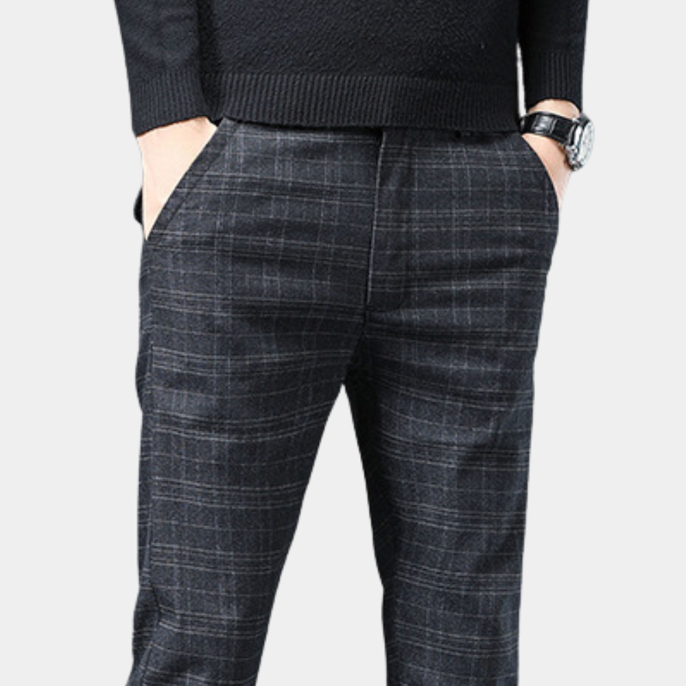 Heren Broek Zwart Slim Fit Modern Stijl