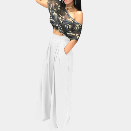 Dames Lange Palazzo Broek Zomerse Stijl Elegante Witte Broek