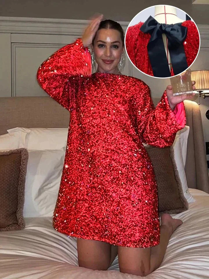 Feestjurk voor Vrouw Glitter Jurk Kort en Feestelijk