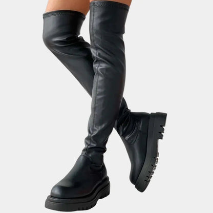 Hoge Hak Laars Overknee Zwart Chic Stijl