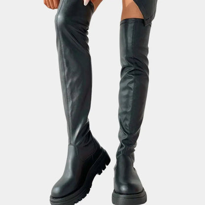 Hoge Hak Laars Overknee Zwart Chic Stijl