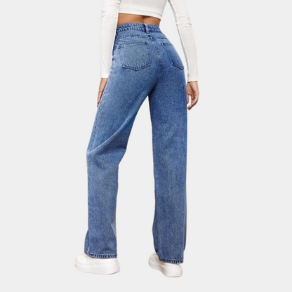 Dames Jeans Hoge Taille Wijde Pijpen Comfortabel