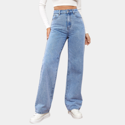 Hoge Taille Rechte Jeans voor Dames