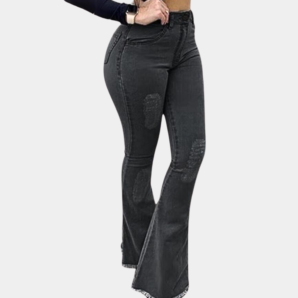 Dames Flared Jeans Zomerbroek Wijd Model Comfortabel