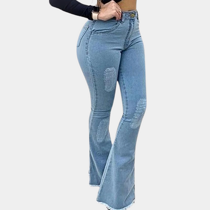 Dames Flared Jeans Zomerbroek Wijd Model Comfortabel