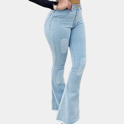 Dames Flared Jeans Zomerbroek Wijd Model Comfortabel