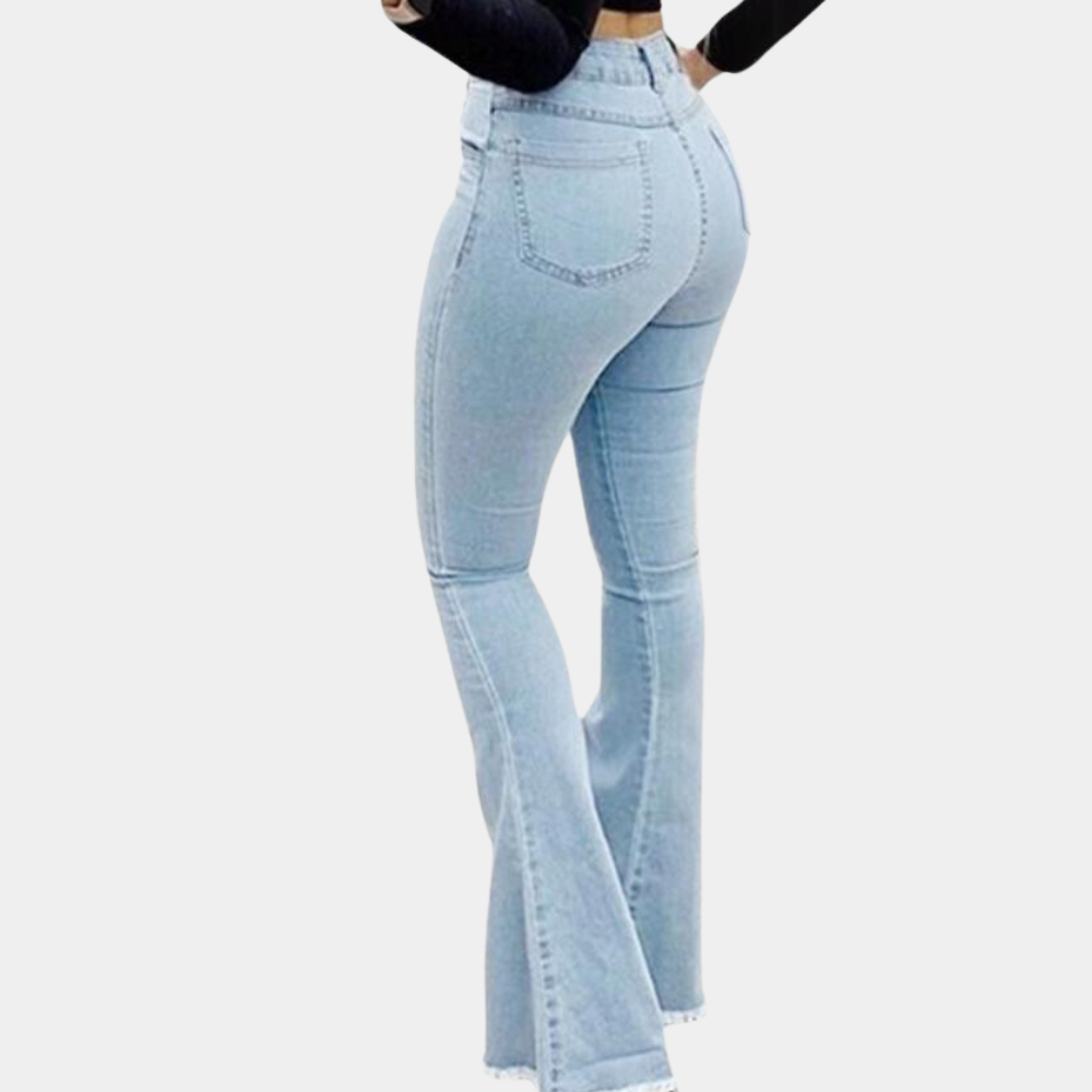 Dames Flared Jeans Zomerbroek Wijd Model Comfortabel