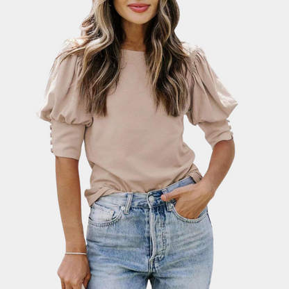 Dames T-Shirt Zomerse Ruche Mouwen Korte Broek Model - StudioMarella