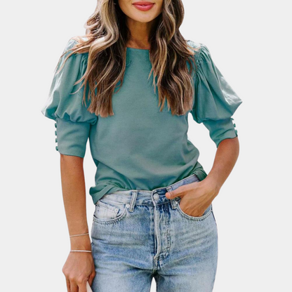 Dames T-Shirt Zomerse Ruche Mouwen Korte Broek Model