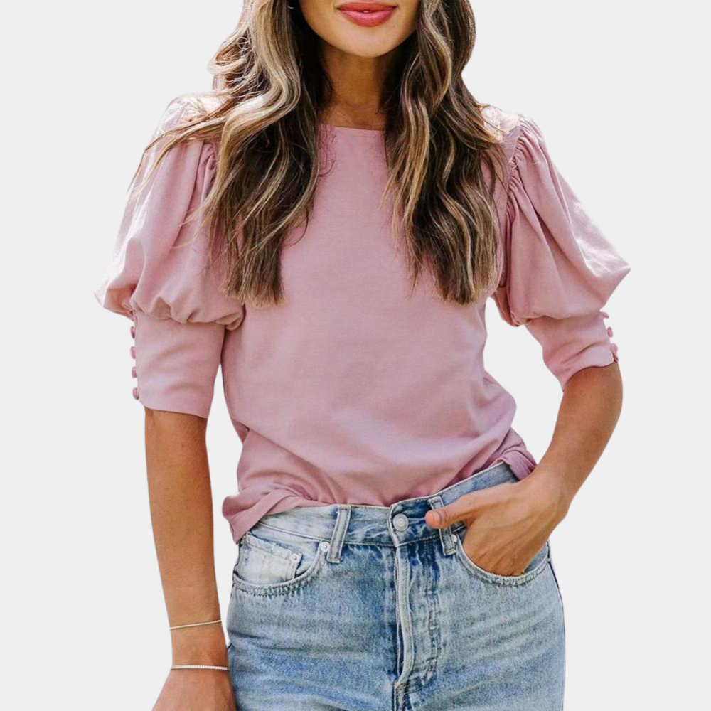 Dames T-Shirt Zomerse Ruche Mouwen Korte Broek Model