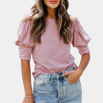Dames T-Shirt Zomerse Ruche Mouwen Korte Broek Model