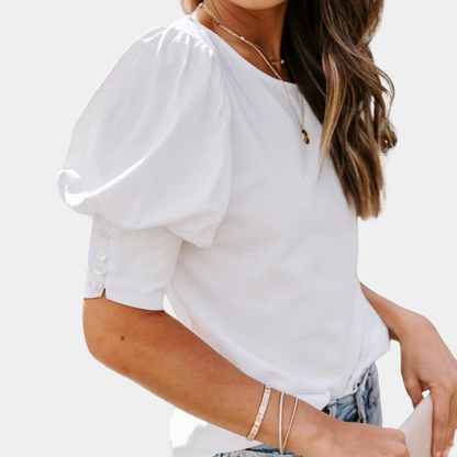 Dames T-Shirt Zomerse Ruche Mouwen Korte Broek Model