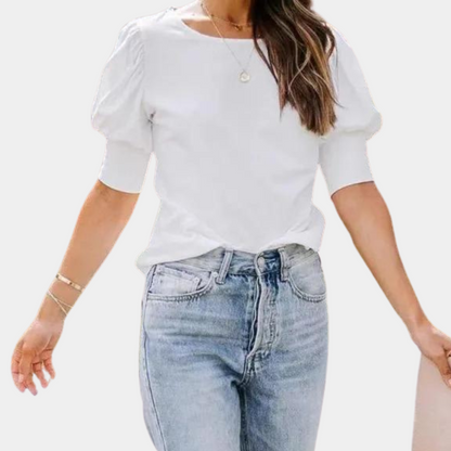 Dames T-Shirt Zomerse Ruche Mouwen Korte Broek Model