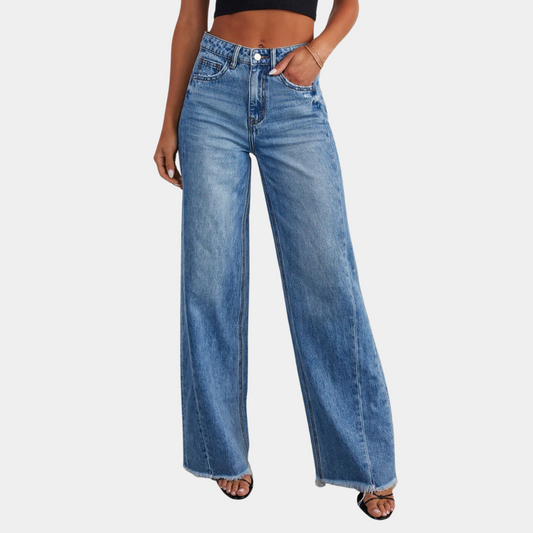 Comfortabele Hoge Taille Jeans Dames Wijde Broek - StudioMarella