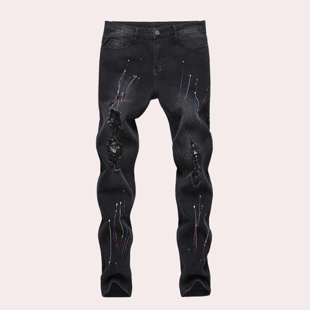 Heren Jeans Skinny Fit met Verfspatten Trendy Look