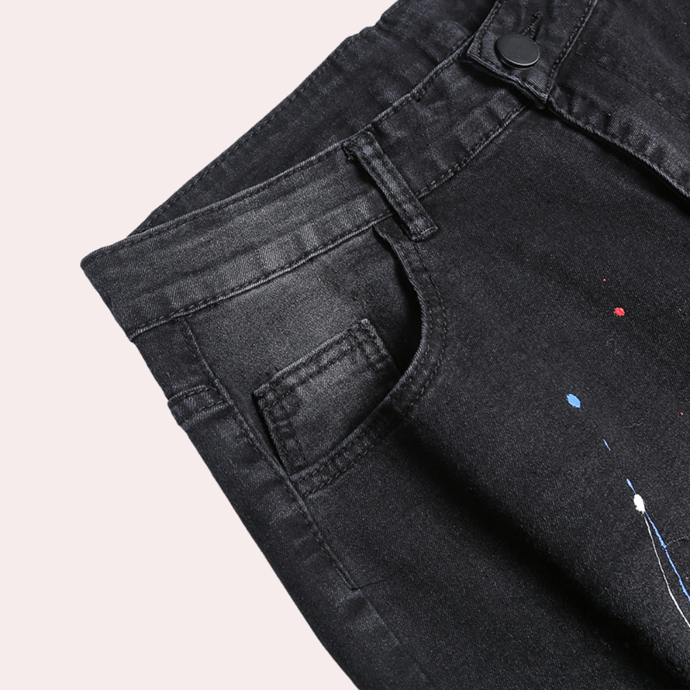 Heren Jeans Skinny Fit met Verfspatten Trendy Look