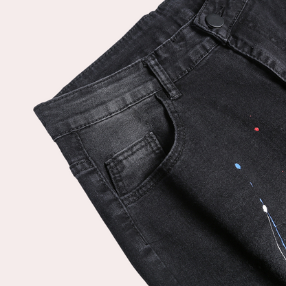 Heren Jeans Skinny Fit met Verfspatten Trendy Look