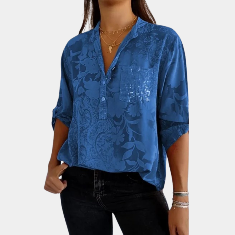 Dames Blouse Kort Model V-Hals Elegant