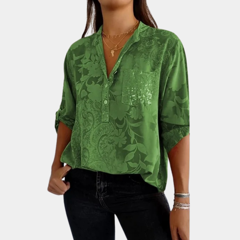 Dames Blouse Kort Model V-Hals Elegant