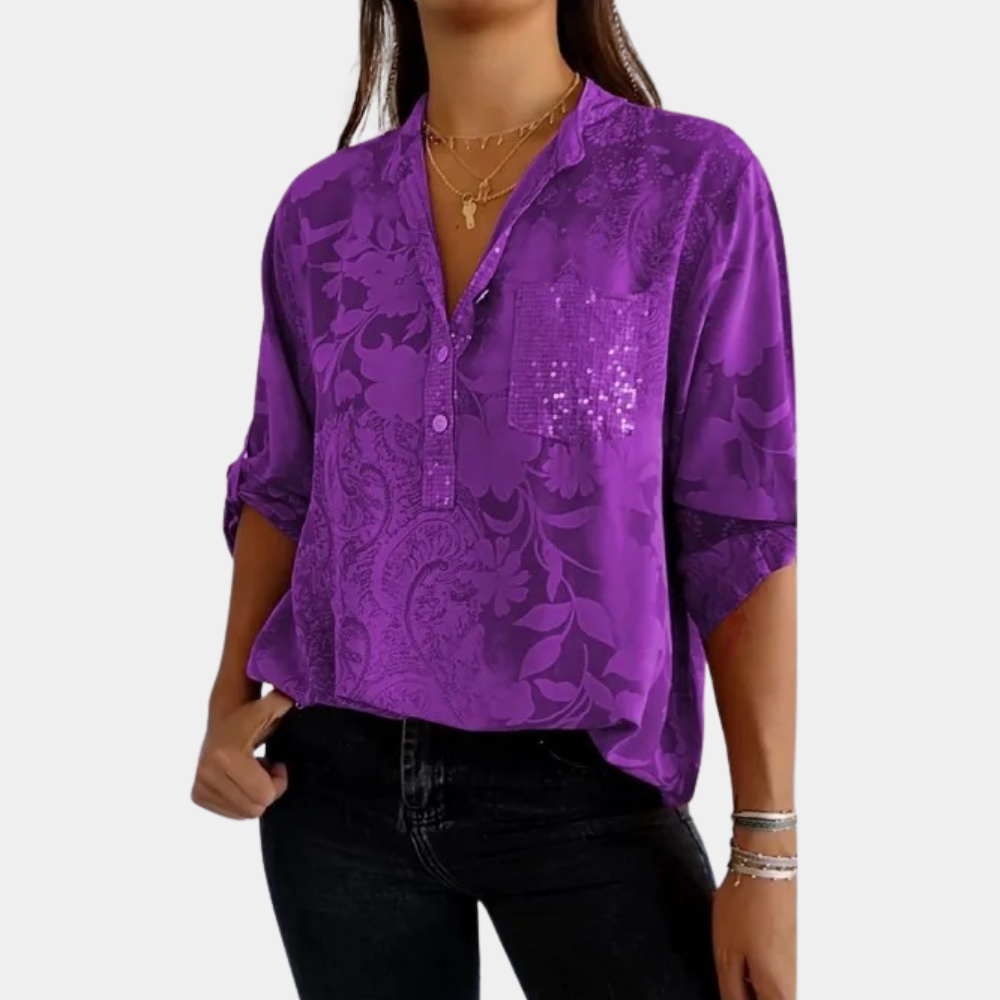 Dames Blouse Kort Model V-Hals Elegant