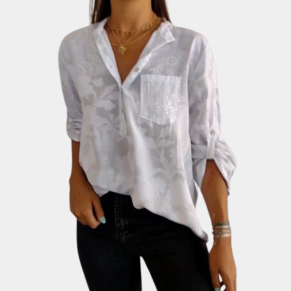 Dames Blouse Kort Model V-Hals Elegant