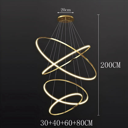 LED Kroonluchter Ringen Dimbaar RVS Goud Of Zwart 3 Tot 8 Elementen