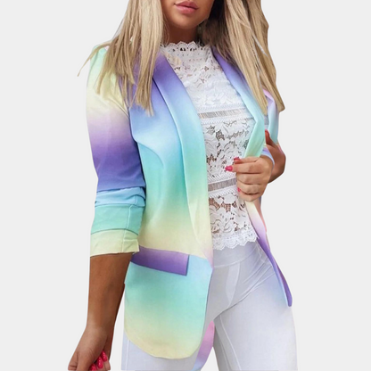 Dames Blazer Ombre Print Kleurrijk Lange Mouw
