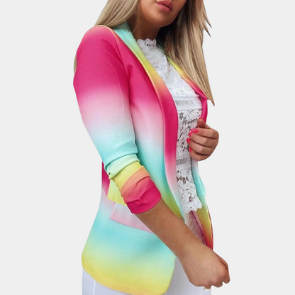 Dames Blazer Ombre Print Kleurrijk Lange Mouw