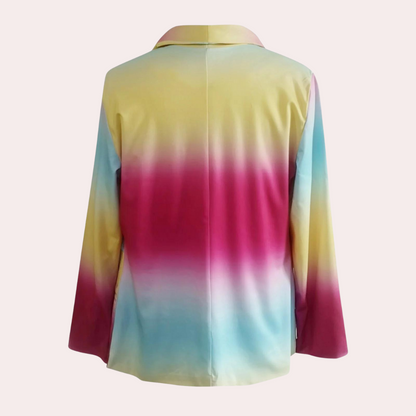 Dames Blazer Ombre Print Kleurrijk Lange Mouw