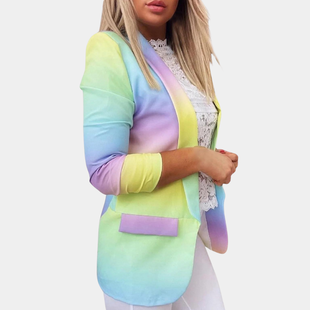 Dames Blazer Ombre Print Kleurrijk Lange Mouw