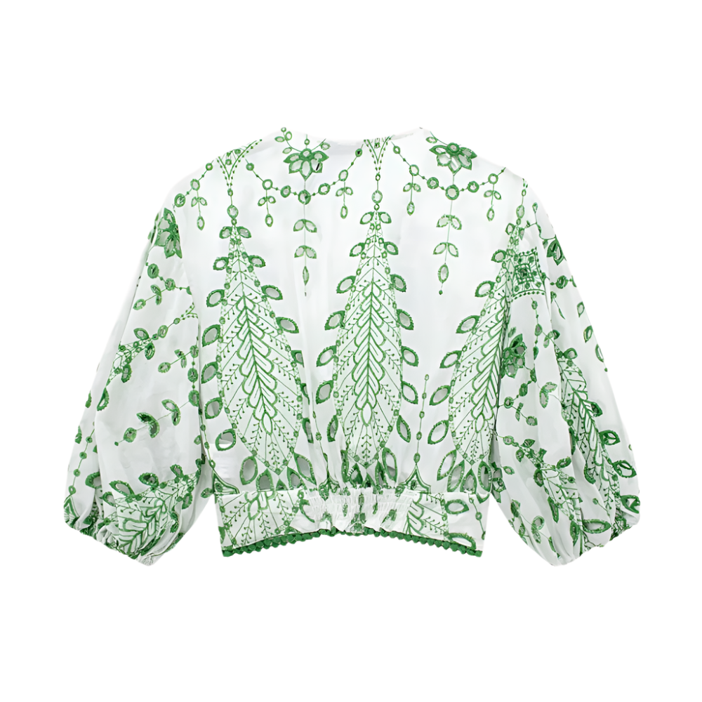 Vrouwelijke Co-ord Set Geborduurd Luchtig Zomeroutfit