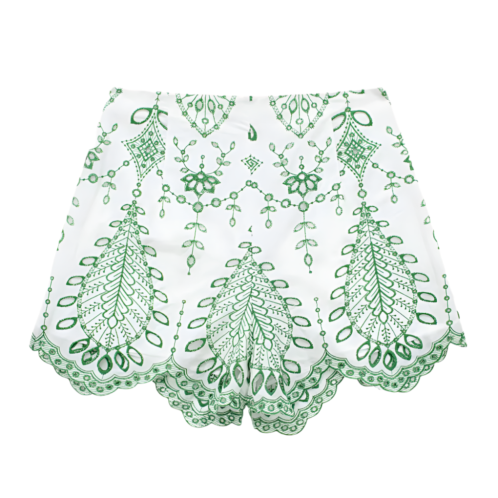 Vrouwelijke Co-ord Set Geborduurd Luchtig Zomeroutfit
