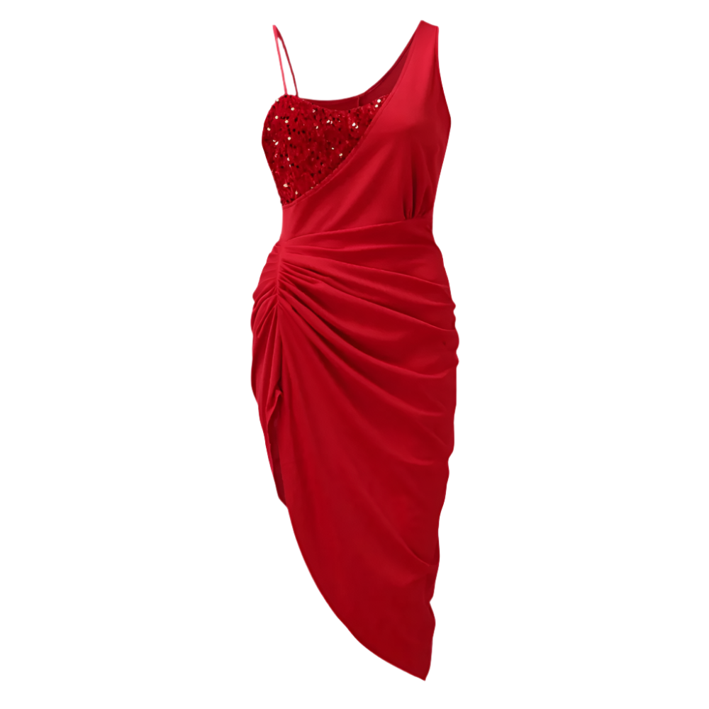 Avondjurk Glitter Asymmetrisch Kort Model Feestjurk