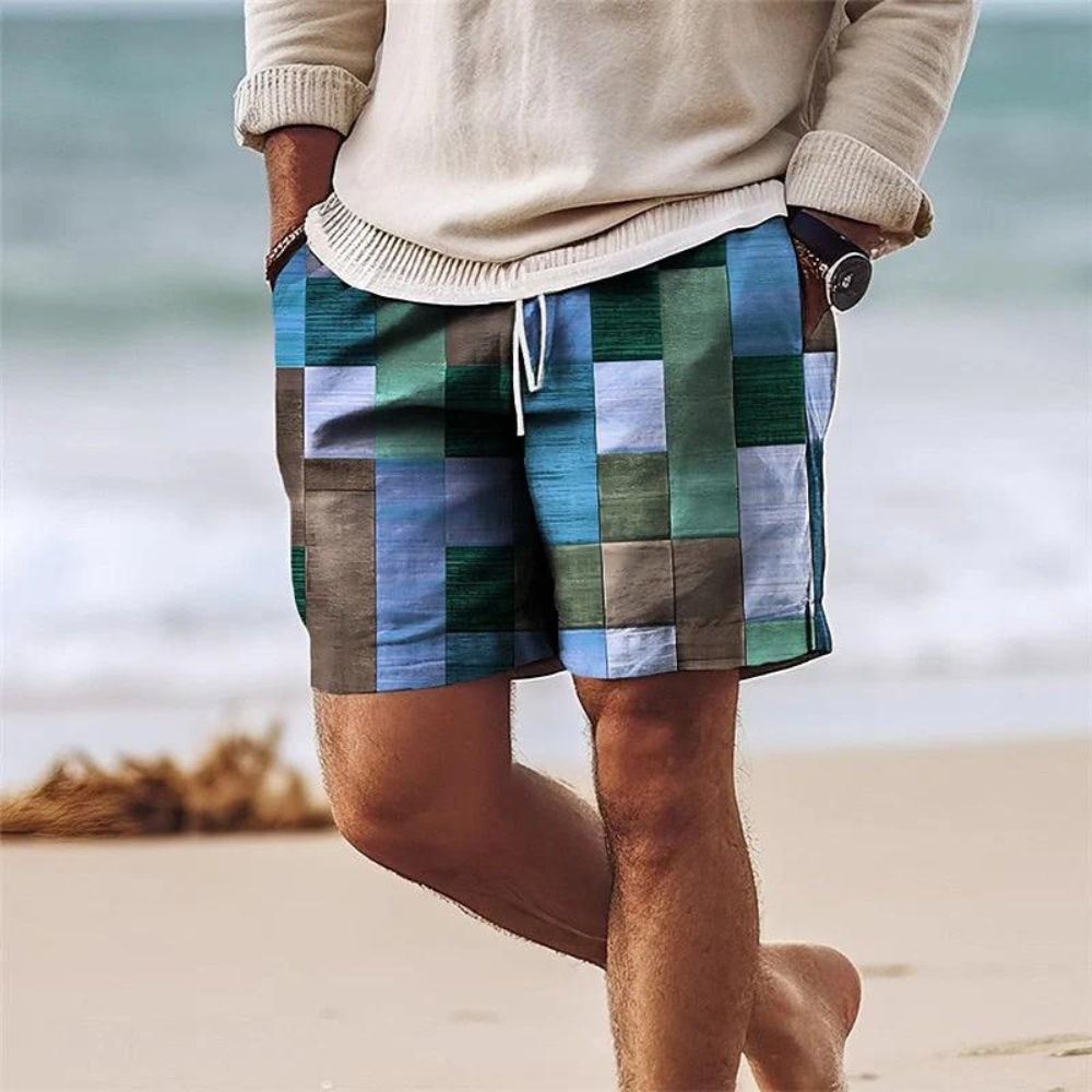 Korte Herenbroek Geometrische Print Zomerbroek Multicolor