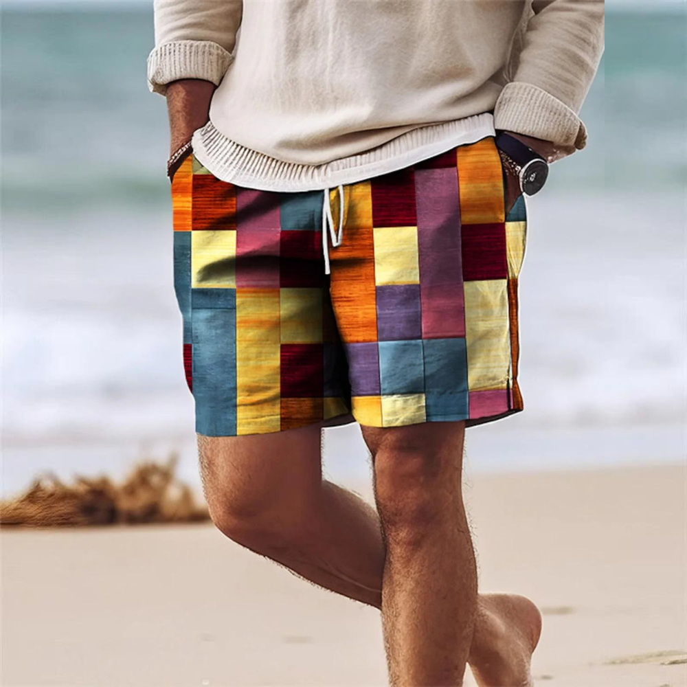Korte Herenbroek Geometrische Print Zomerbroek Multicolor