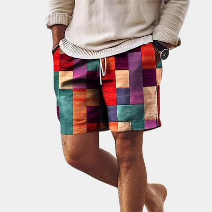 Korte Herenbroek Geometrische Print Zomerbroek Multicolor
